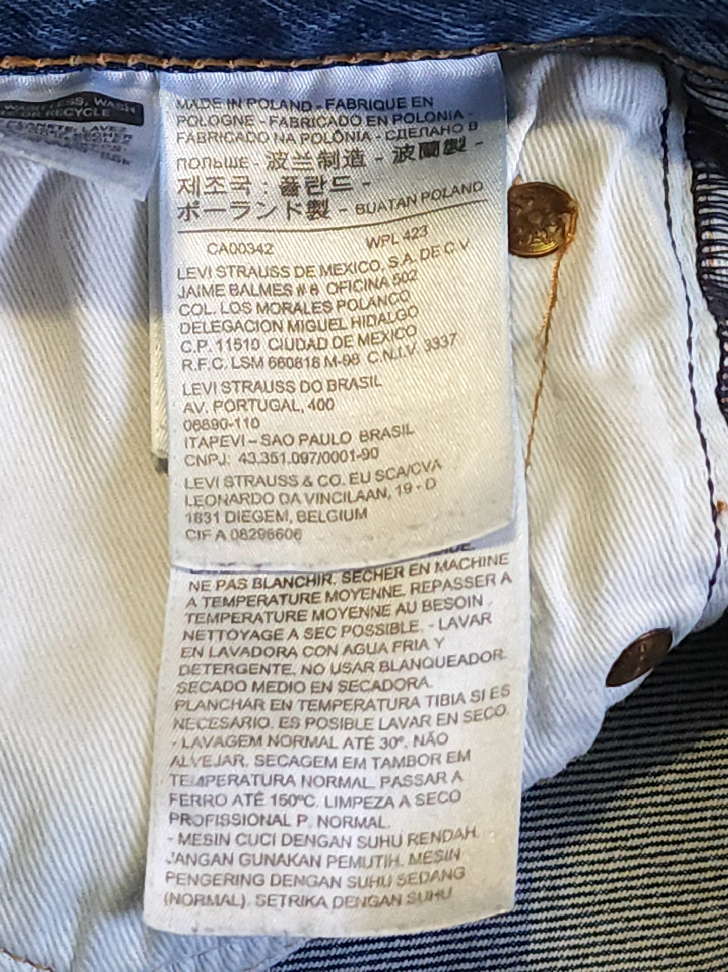 復古 Levi's 501 WPL 423 直筒羈扣牛仔褲 W33 L30