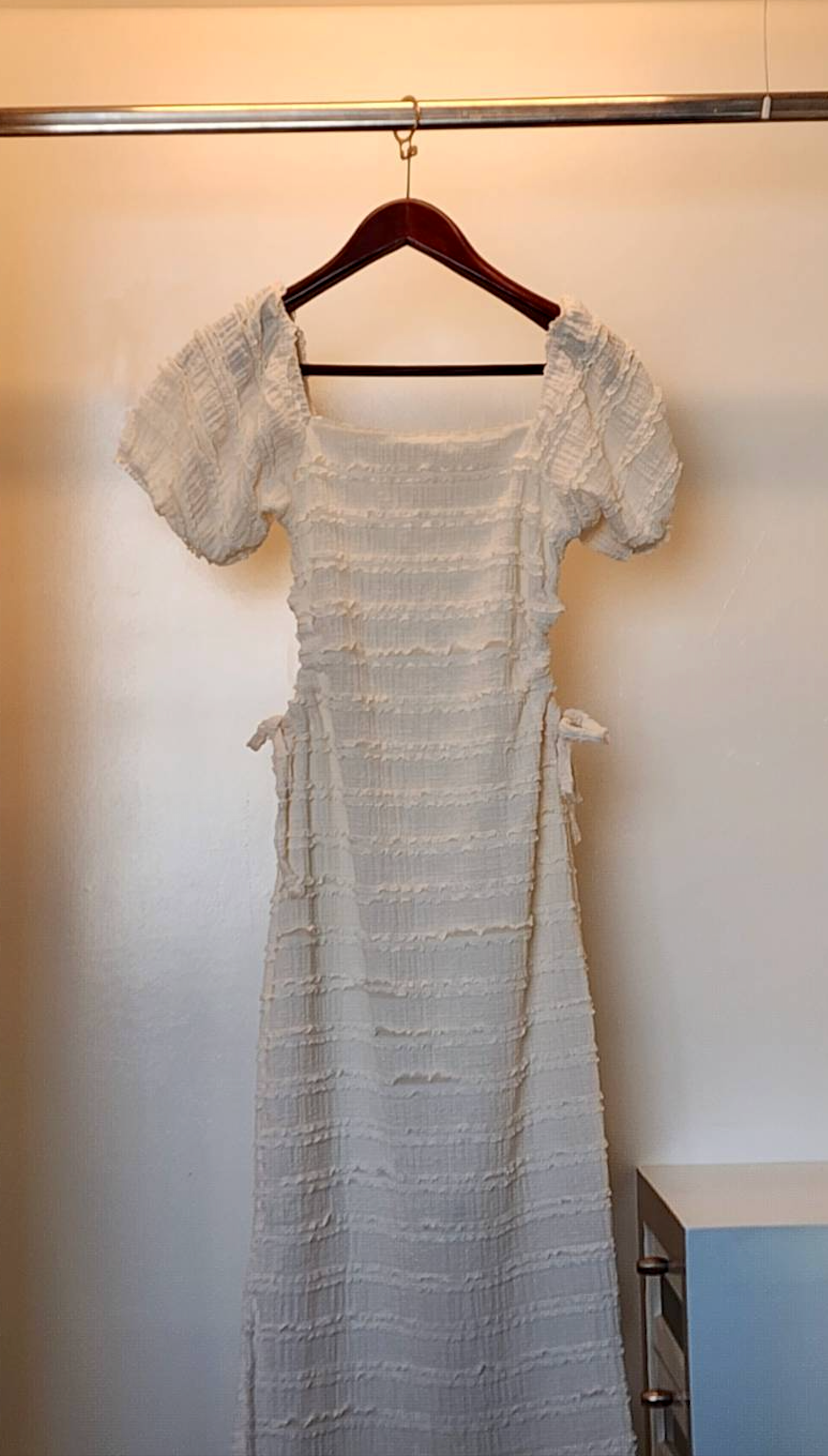 Textured Tie-Waist Maxi Dress