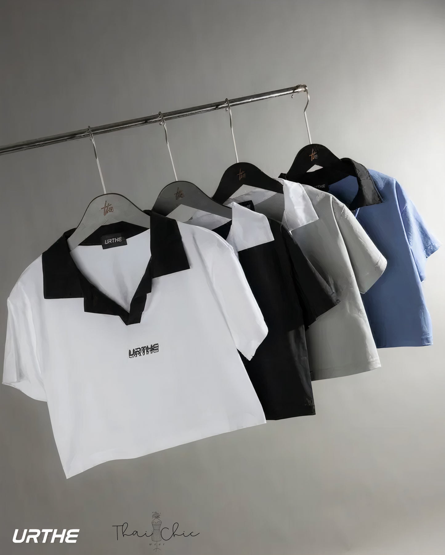 🖤 URTHE - BS POLO CROP 短版撞色 Polo 上衣