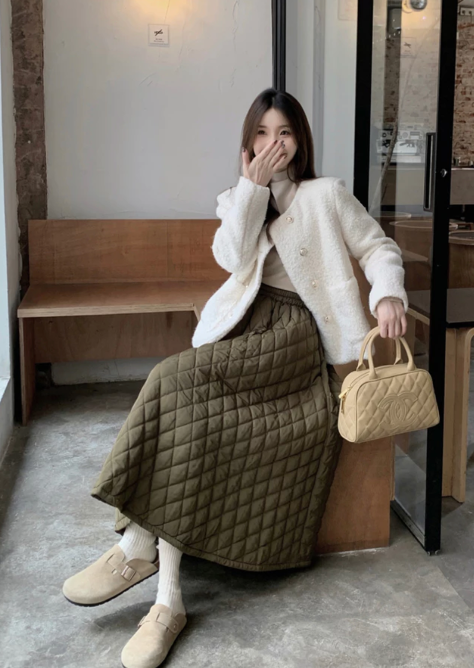 🧵 鋪棉A字長裙(卡其/黑)🧵