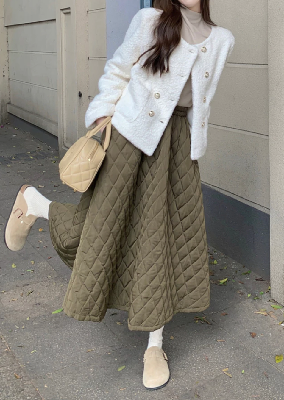 🧵 鋪棉A字長裙(卡其/黑)🧵