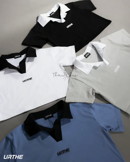 🖤 URTHE - BS POLO CROP 短版撞色 Polo 上衣
