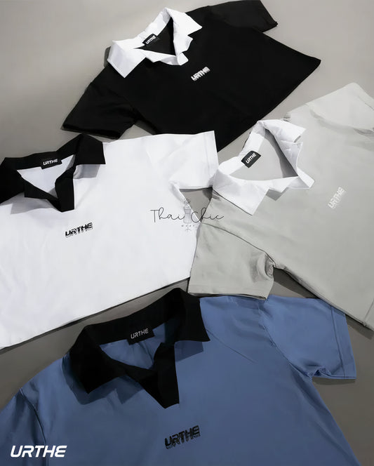 🖤 URTHE - BS POLO CROP 短版撞色 Polo 上衣