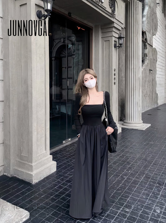 Square Neck Long Sleeve Slim Dress