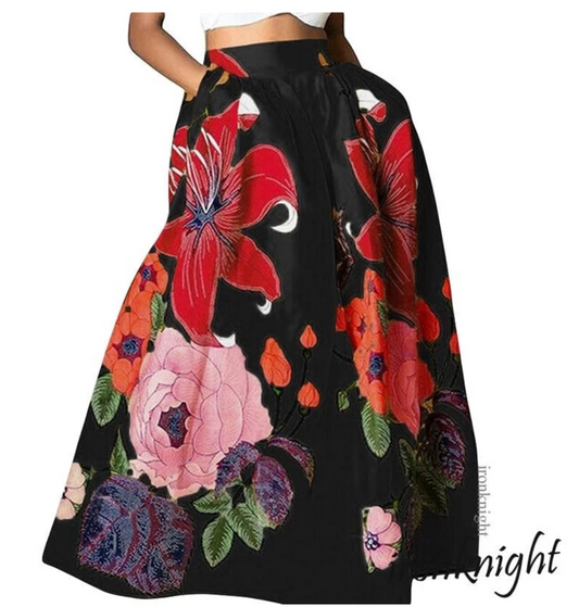 Floral High-Waisted Maxi Skirt