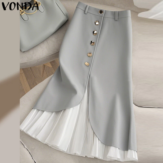 VONDA Pleated Mermaid Panel Skirt